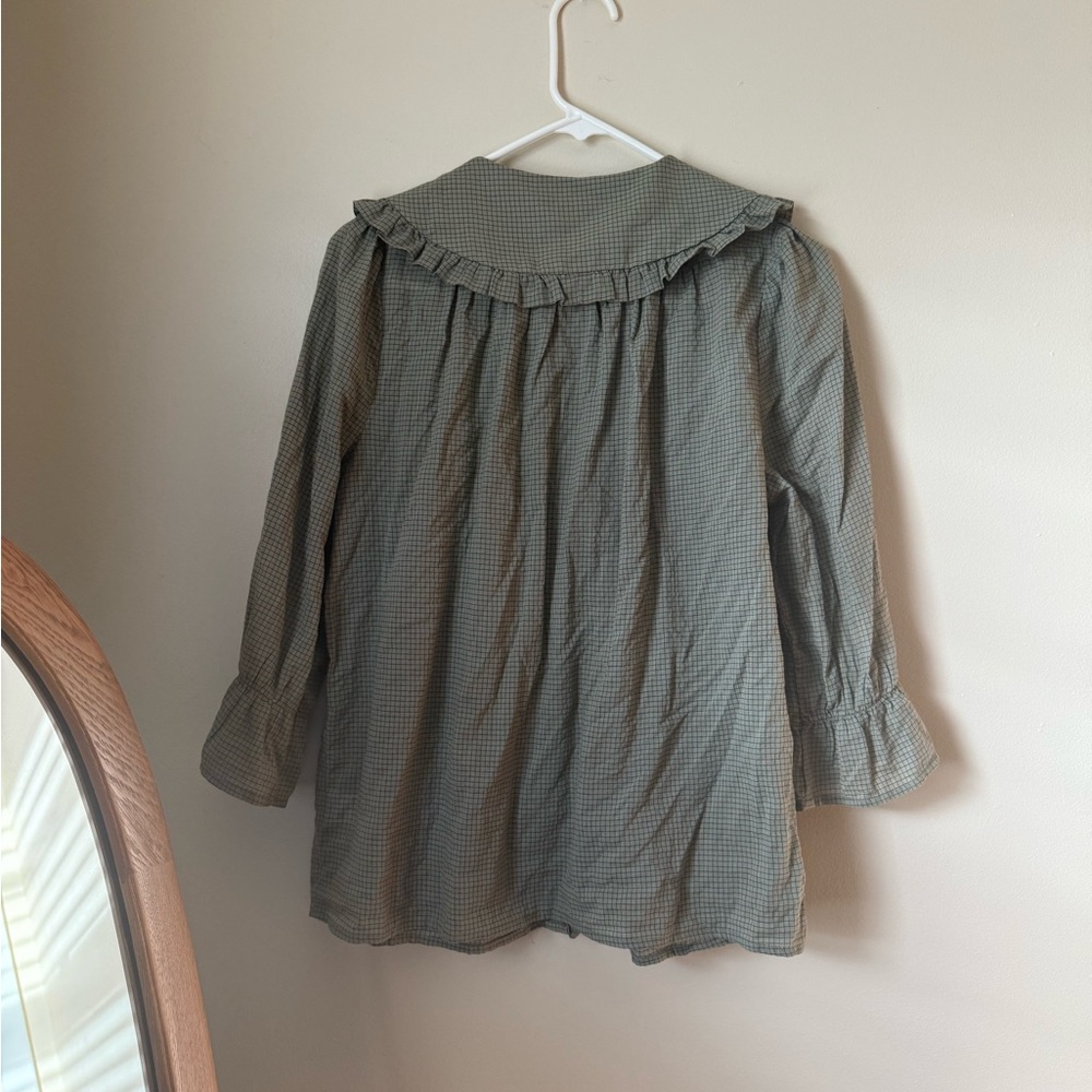 Shop Dahl Green Ruffled Collar Women's Top small - Picture 3 of 3